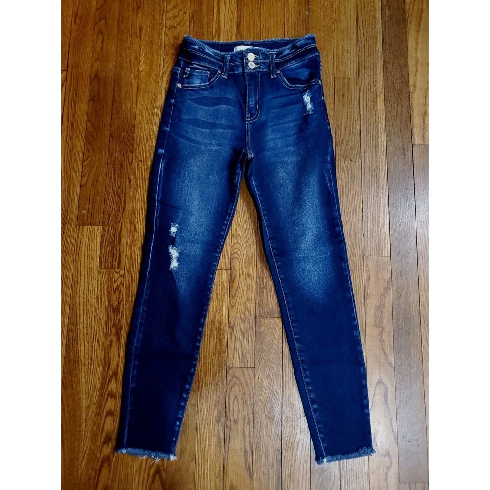 KanCan Womens Distressed Mid‎ Rise Skinny Cropped Fray Hem Jeans KC7317D 5/26